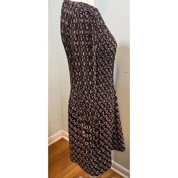 Maje Rockinala Monogram M Print Pleated Mini Dress 34 US 2 Balloon Sleeve - Picture 7 of 14